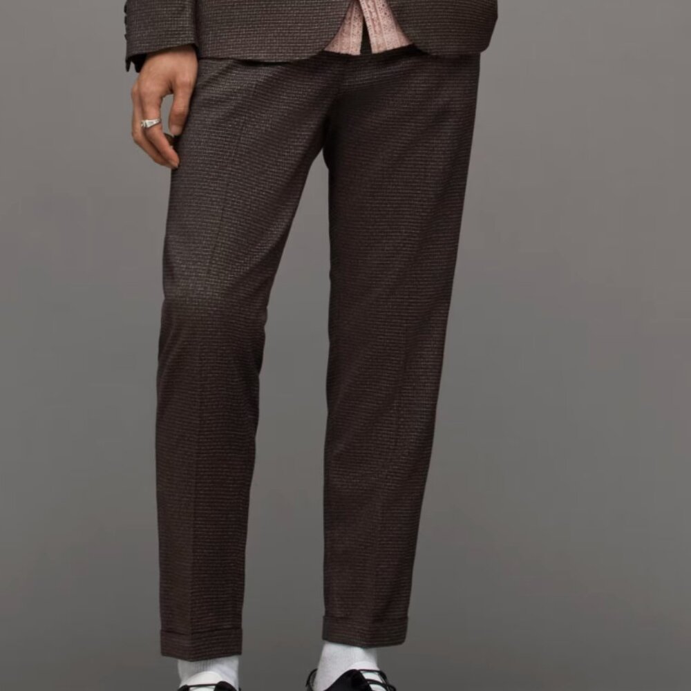 All Saints - Mens Lowdes Slim Fit Cropped Trousers - Size 28 - Brown